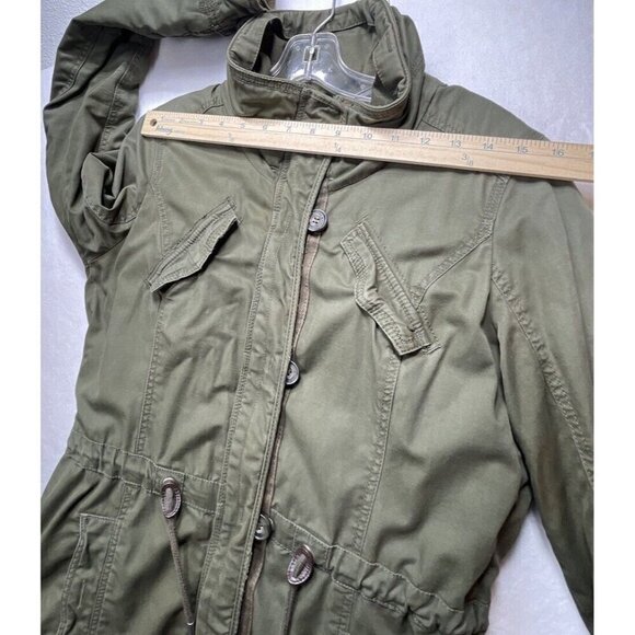 Vtg Abercrombie & Fitch Military Green Utility Sherpa Parka Jacket M Y2K Grunge - Picture 8 of 12